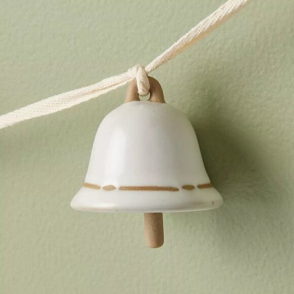 Hearth & Hand with Magnolia 3.75' Decorative Ceramic Bell Christmas Garland Crea - Picture 3 of 4